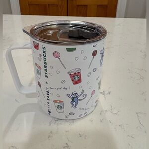 Starbucks x Roller Rabbit stainless-steel travel handled coffee mug. BRAND NEW